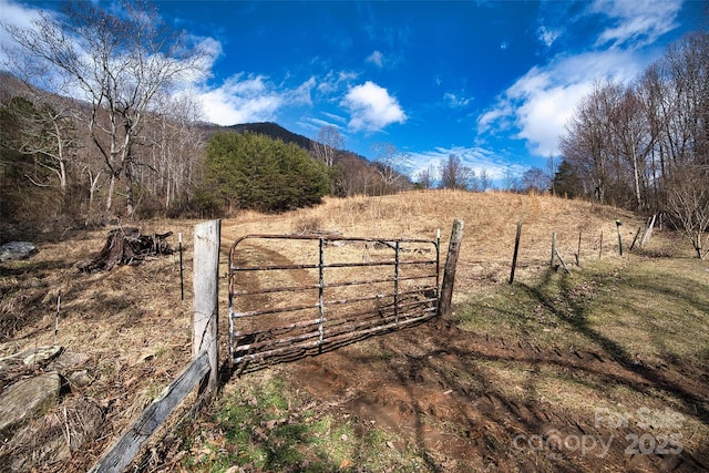 view of gate featuring a rural view