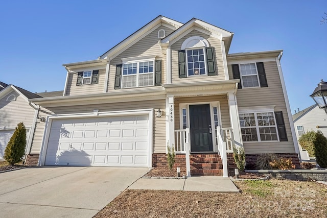 view of front of house with a garage