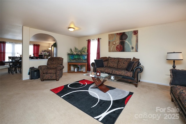 living room with carpet