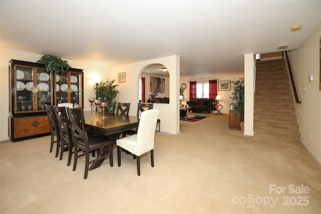 view of carpeted dining room