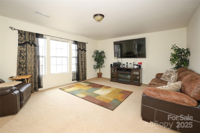 living room with carpet floors