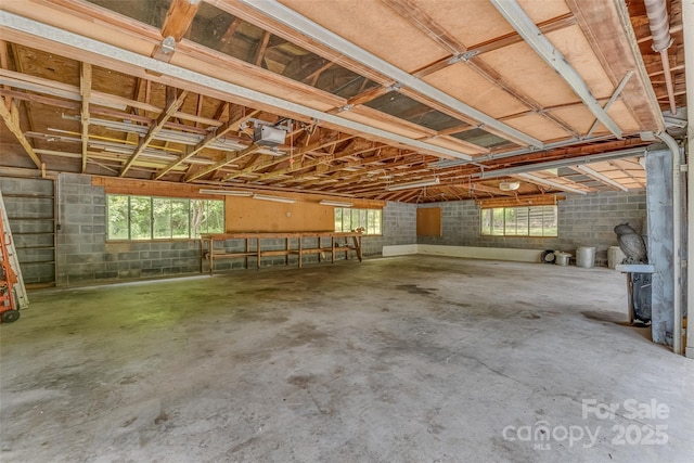 garage with a garage door opener