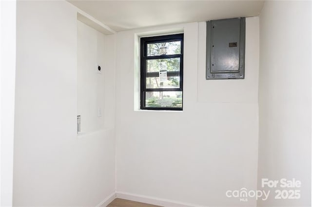 unfurnished room with electric panel