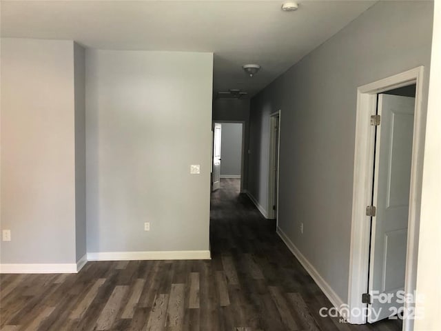 hallway featuring dark wood-type flooring