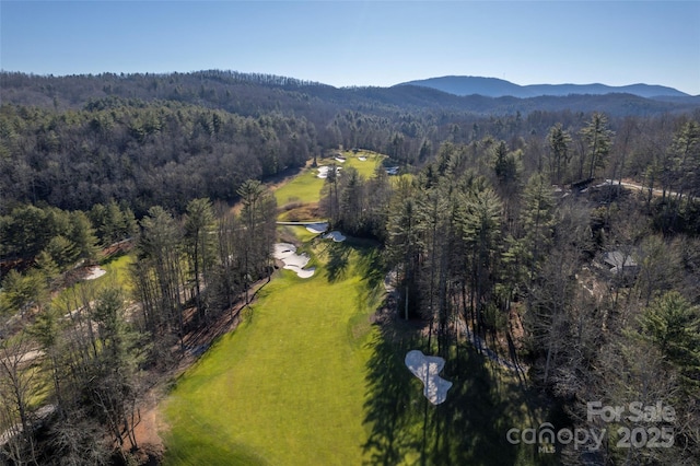 bird's eye view with a mountain view