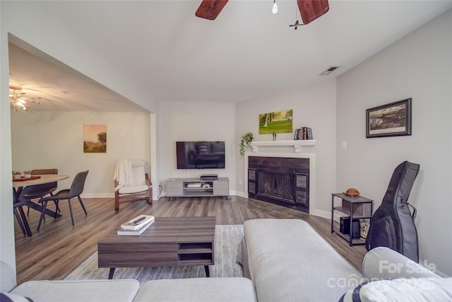 living room featuring hardwood / wood-style floors