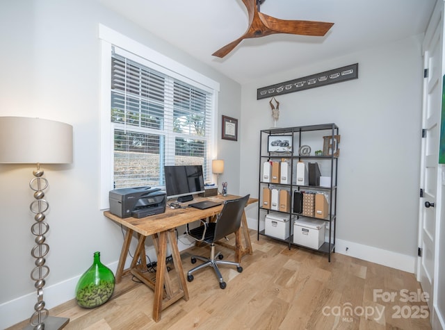 office area featuring light hardwood / wood-style flooring