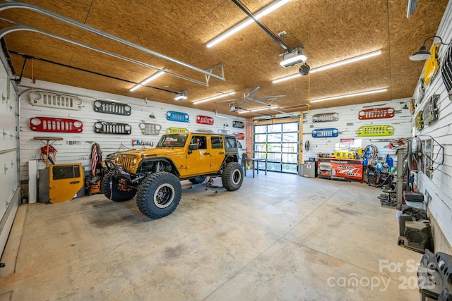 garage with a garage door opener