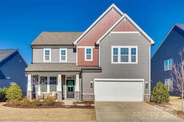 craftsman-style house featuring a garage