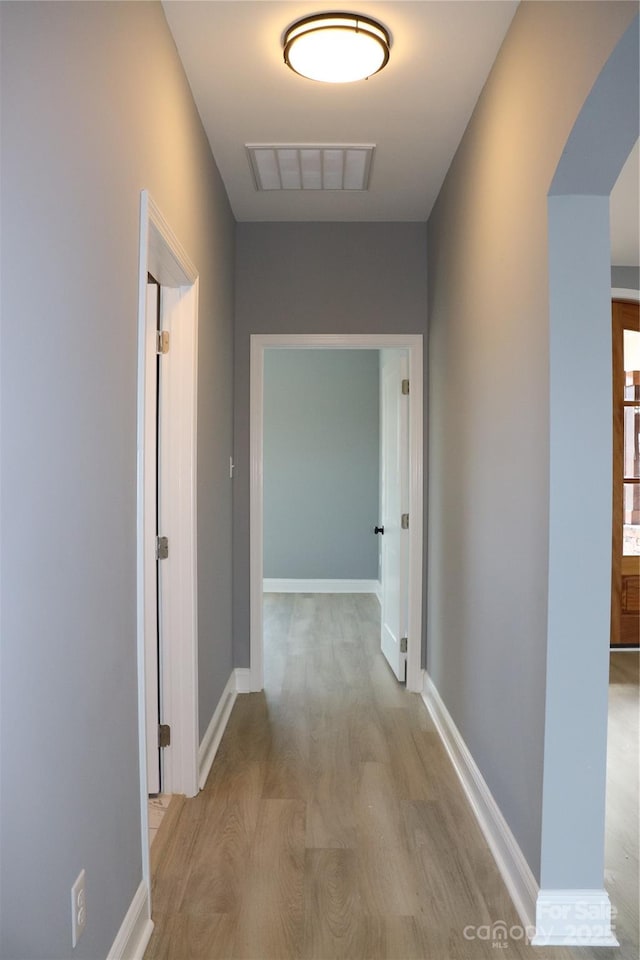 hall featuring light wood-type flooring