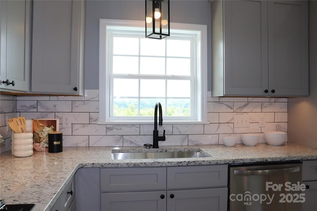 418 Huntington Woods St SE, Lenoir, NC 28645 - kitchen with dishwasher, tasteful backsplash, plenty of natural light, and hanging light fixtures