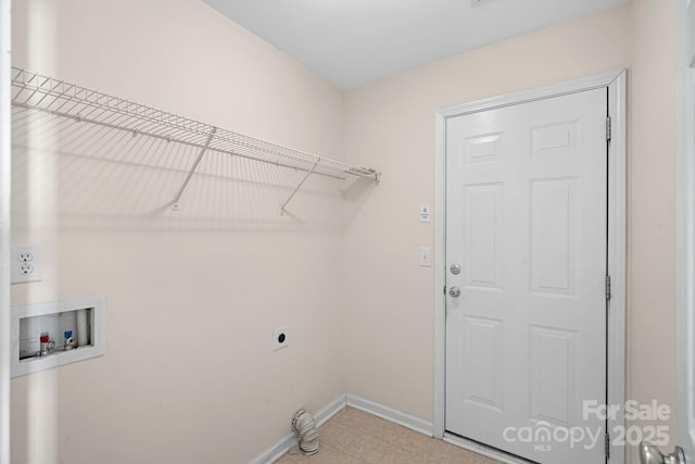 laundry room with electric dryer hookup and hookup for a washing machine