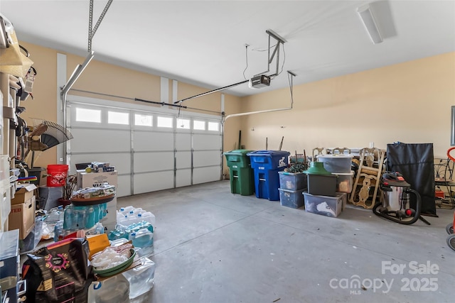 garage with a garage door opener