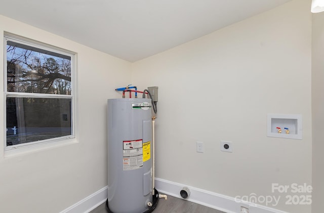 utility room featuring water heater