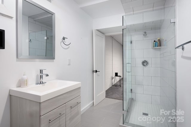 22 Innsbrook Rd, Asheville, NC 28804 - bathroom featuring vanity, tile patterned floors, and walk in shower