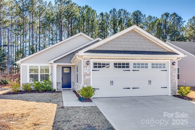 craftsman inspired home featuring a garage