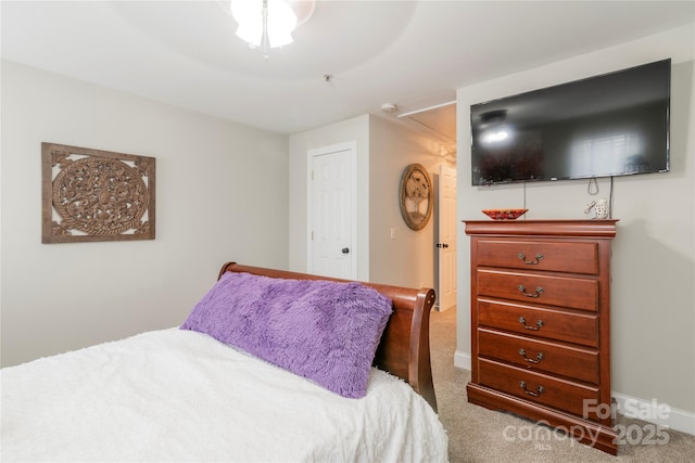 bedroom with carpet floors and ceiling fan