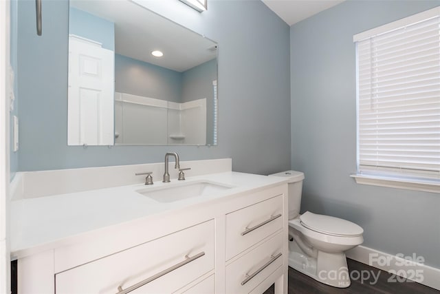 bathroom with toilet and vanity