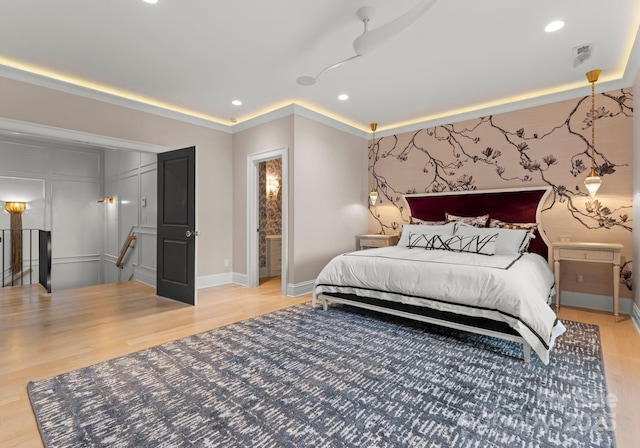 bedroom featuring light hardwood / wood-style flooring