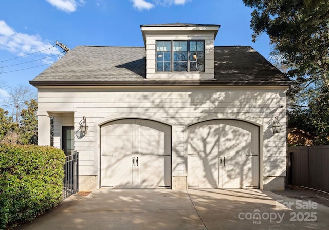 exterior space featuring a garage