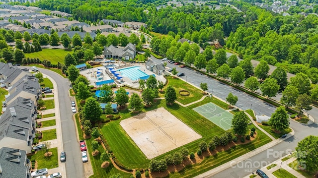 drone / aerial view with a residential view