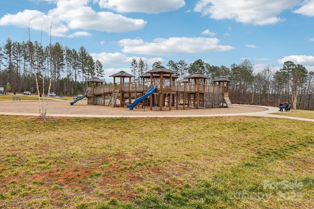 view of play area with a lawn