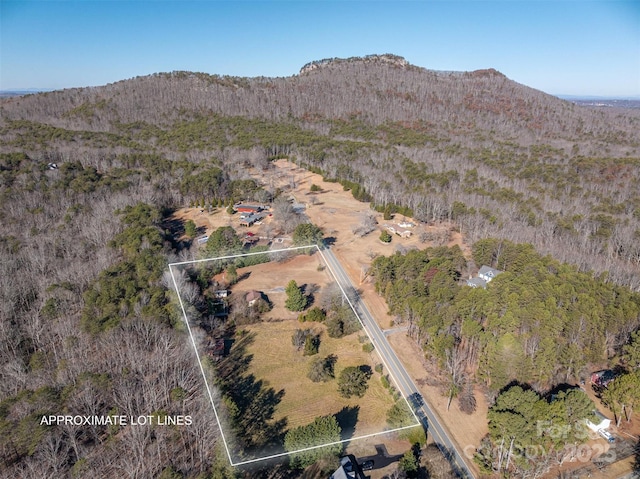 drone / aerial view featuring a mountain view