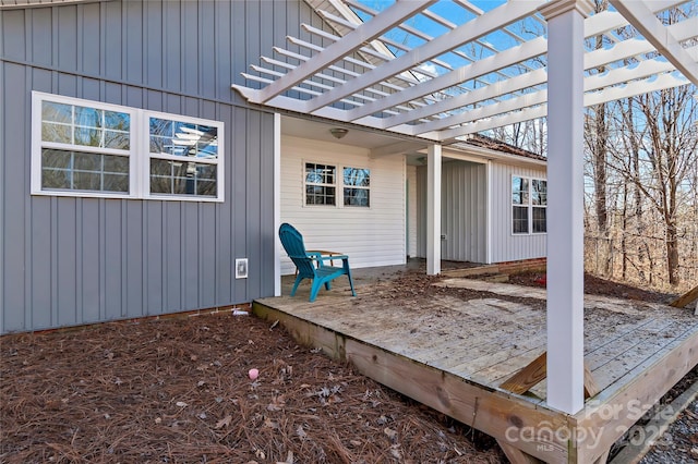 wooden terrace featuring a pergola