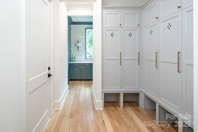1214 S Kings Dr Unit A, Charlotte, NC 28207 - mudroom with light wood-style flooring and baseboards