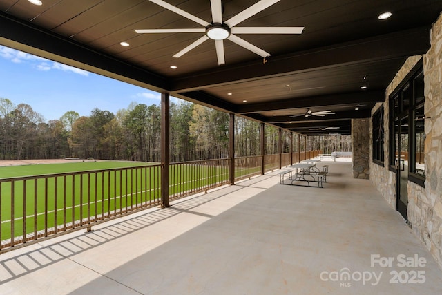 view of patio with ceiling fan