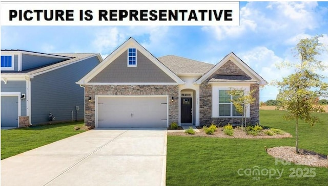 craftsman-style home with a front yard and a garage