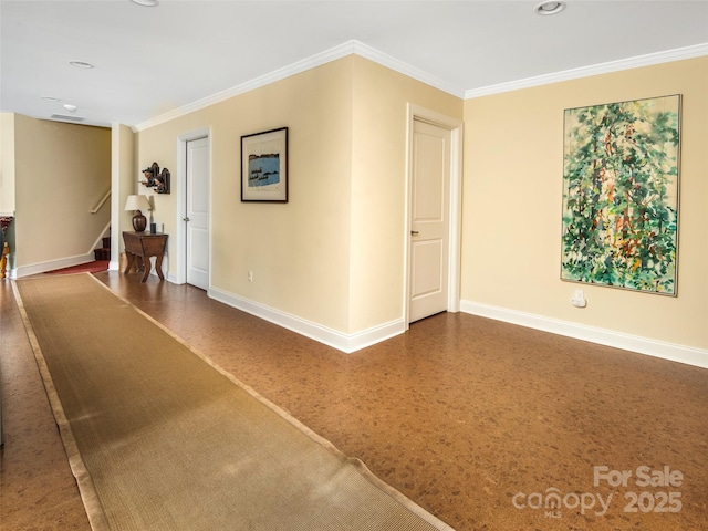 interior space featuring ornamental molding