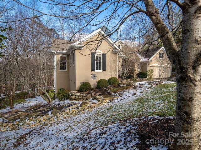 view of snow covered exterior