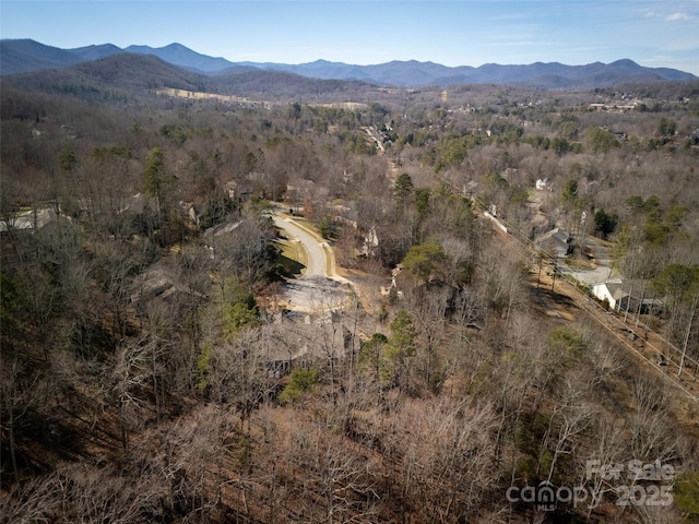 bird's eye view featuring a mountain view