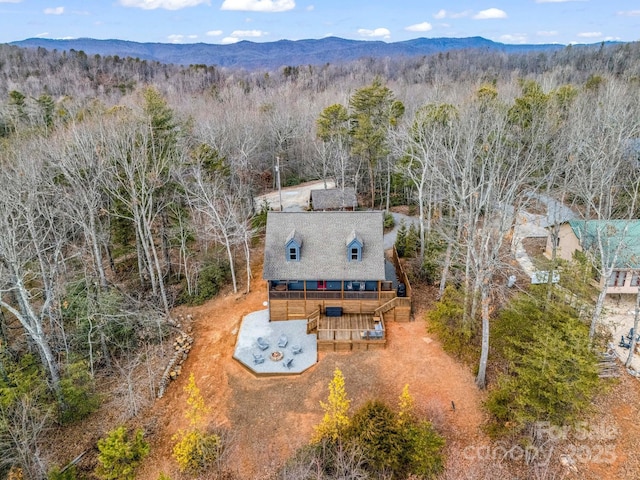 bird's eye view with a mountain view