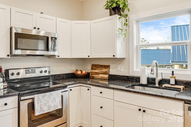 kitchen featuring white cabinetry, stainless steel appliances, and sink