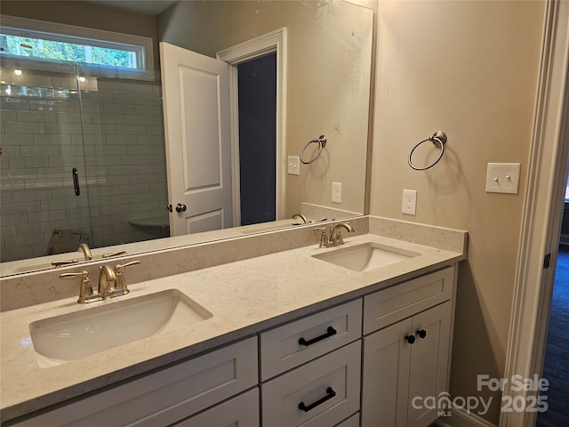 609 Shiloh Unity Rd, Lancaster, SC 29720 - bathroom featuring a shower stall and double vanity