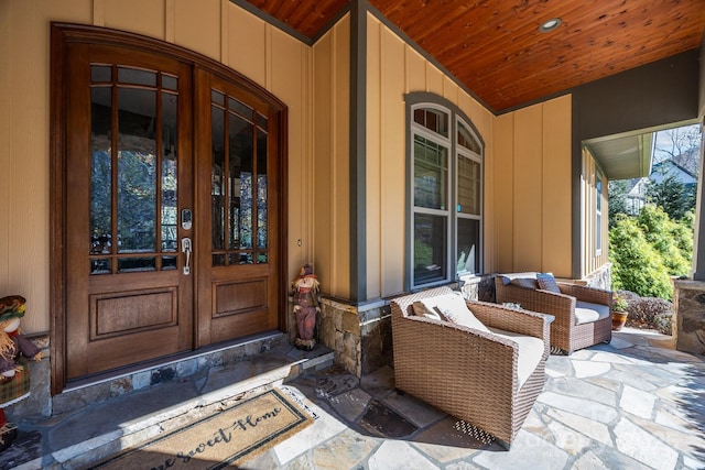 entrance to property featuring french doors