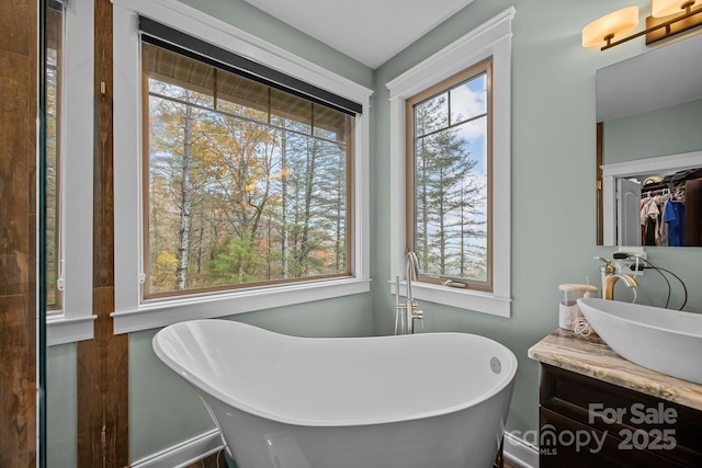 bathroom with vanity and a bathtub