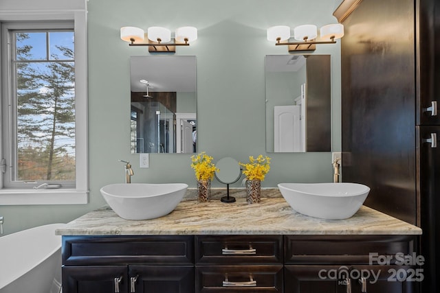 bathroom with a bathtub and vanity