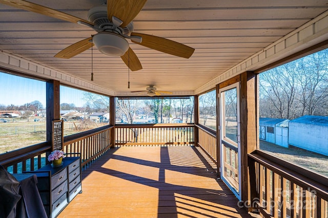 sunroom with wooden ceiling