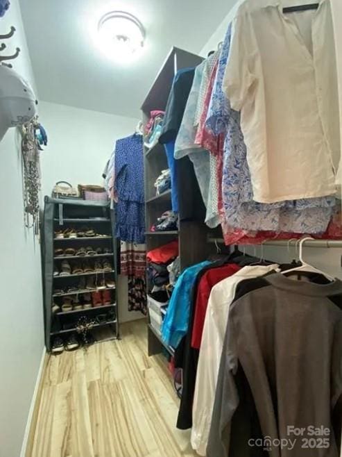 spacious closet featuring light wood-type flooring