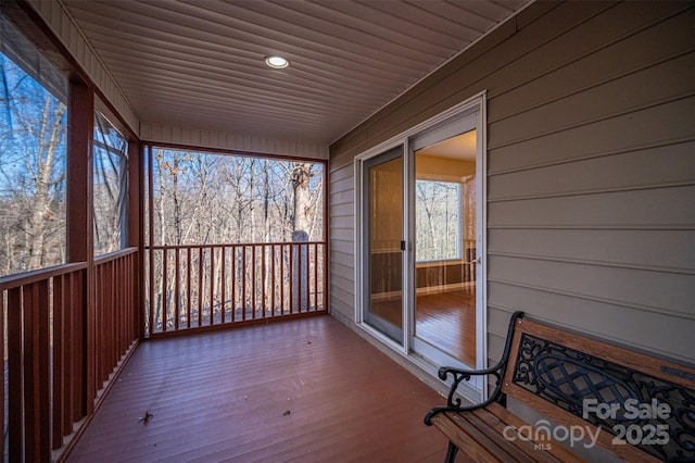 view of unfurnished sunroom