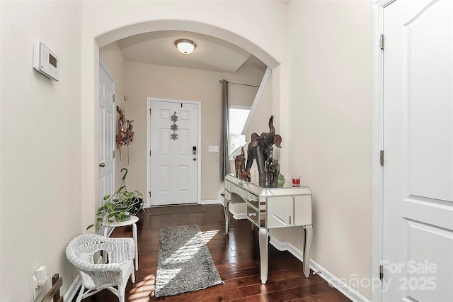 foyer featuring dark hardwood / wood-style floors