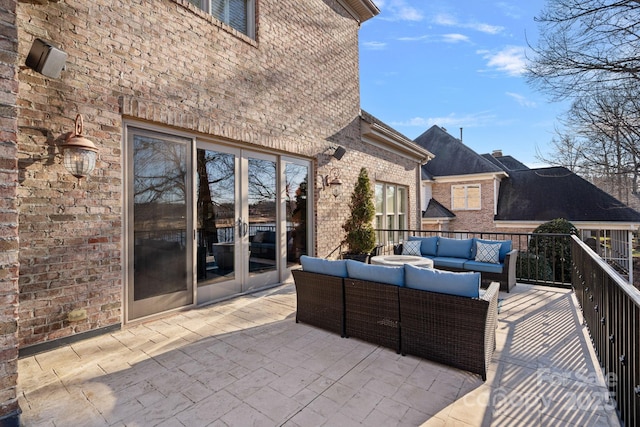 view of patio / terrace featuring an outdoor hangout area and french doors