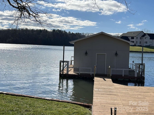 dock area featuring a water view