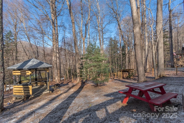 view of yard with a gazebo