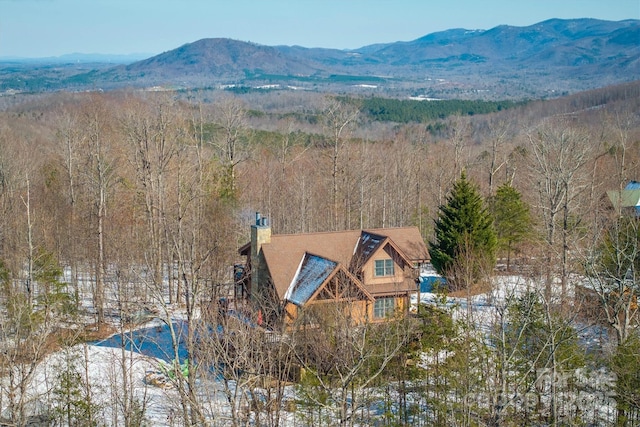 bird's eye view with a mountain view