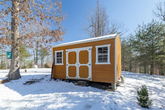 view of snow covered structure