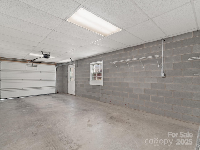 garage with a garage door opener